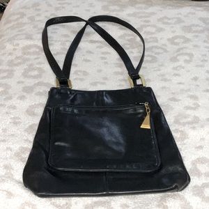 Americana by sharif black shoulder BoHo handbag gold accents purse